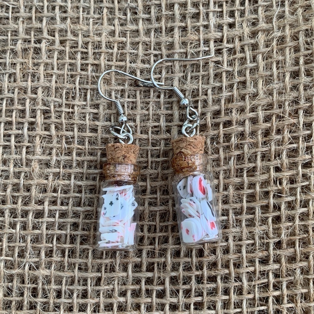 Nwt Handmade Card Jar Earrings